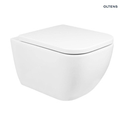 WC set OLTENS Vernal 42007000 (závesná bezokrajová záchodová misa PureRim+pomaly padajúce sedátko Slim) biela