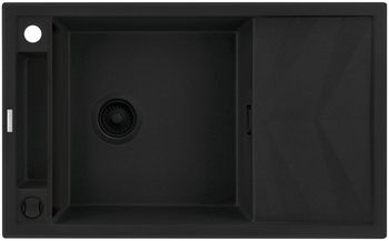 Žulový kuchynský drez s odkvapkávačom DEANTE Magnetic ZRM N113, 82 x 50 cm, čierna matná